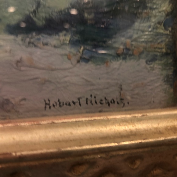 Hobart Nichols “The White Gate” Oil painting in original frame (13x16 w/o frame) - Picture 3 of 6